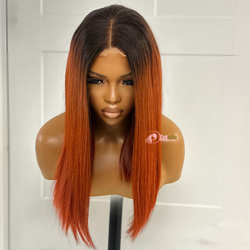 14 inches Rooted Copper Human Hair Lace Closure Wig- SUGAR - estellewigsandmore.co.uk Human Hair Lace Front Wig