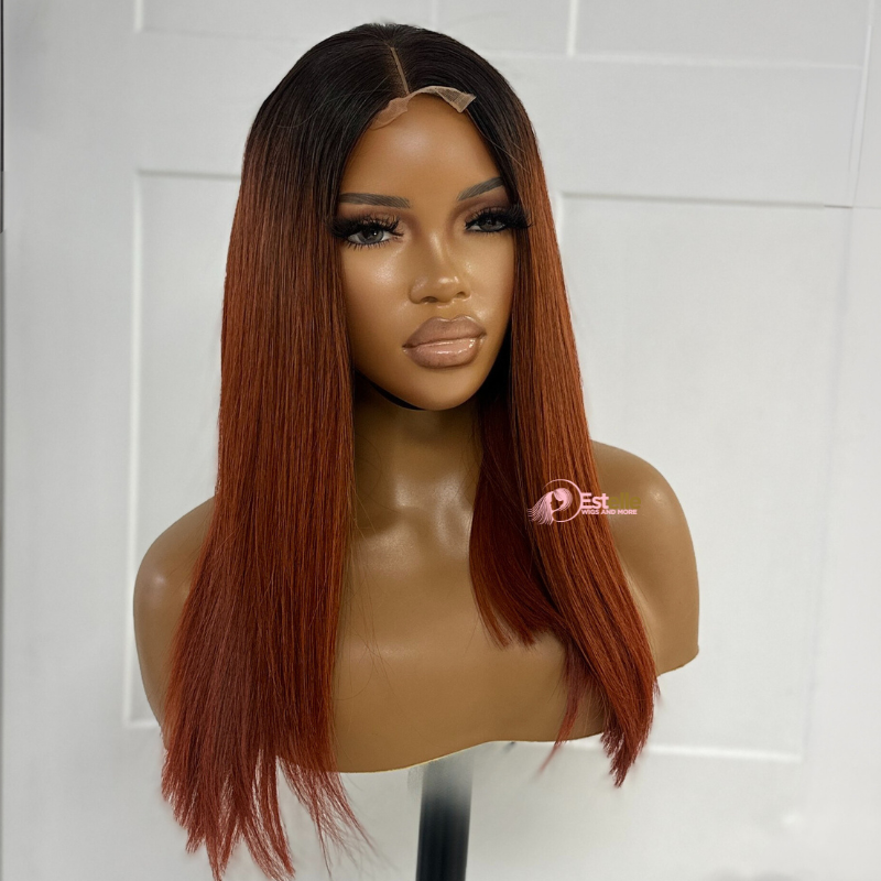 14 inches Rooted Copper Human Hair Lace Closure Wig- SUGAR - estellewigsandmore.co.uk Human Hair Lace Front Wig