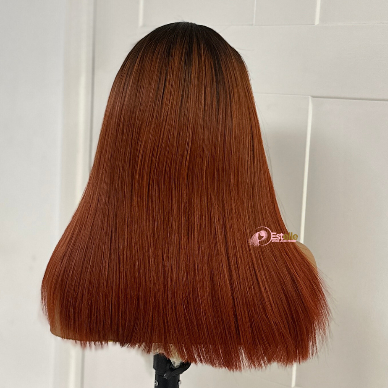 14 inches Rooted Copper Human Hair Lace Closure Wig- SUGAR - estellewigsandmore.co.uk Human Hair Lace Front Wig