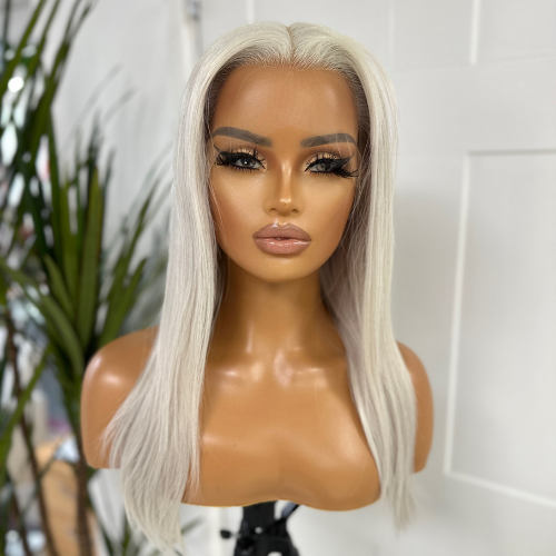 14''  Platinum  Blonde Human Hair Lace Front Wig | Small Cap-CARTIA - estellewigsandmore.co.uk