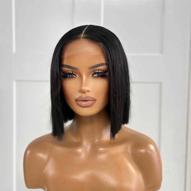 8 inches Natural Black Human Hair  Lace  Closure Wig-SUGAR - estellewigsandmore.co.uk