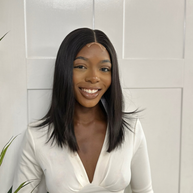 Black 12 inches Raw Human Hair Lace Closure Wig-CANDY - estellewigsandmore.co.uk Human Hair Lace Front Wig