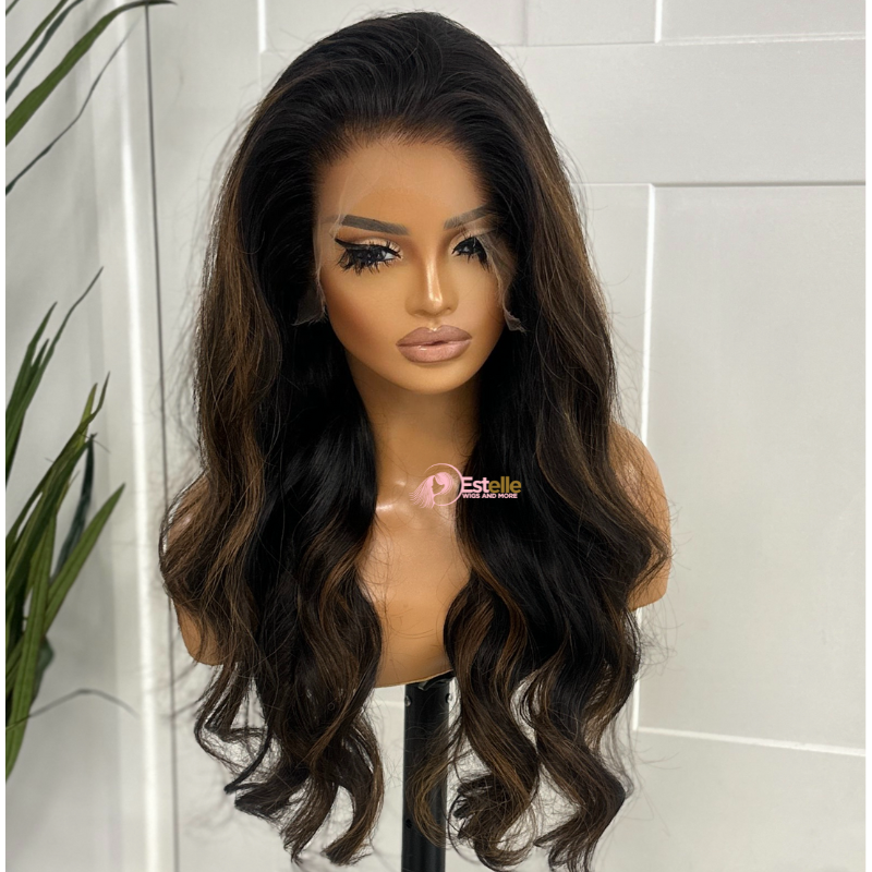 22 inches Black/Auburn  HD Lace Front Human Hair Wig-TOFA - estellewigsandmore.co.uk