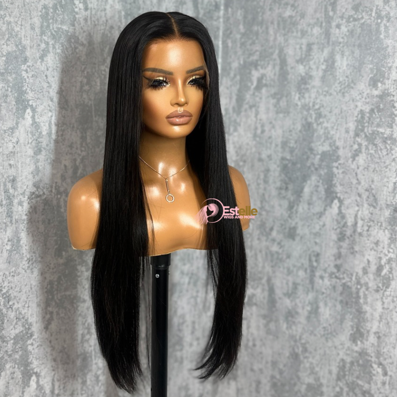 22 inches Natural Black Lace Frontal Human Hair Wig-AVANI - estellewigsandmore.co.uk Human Hair Wig