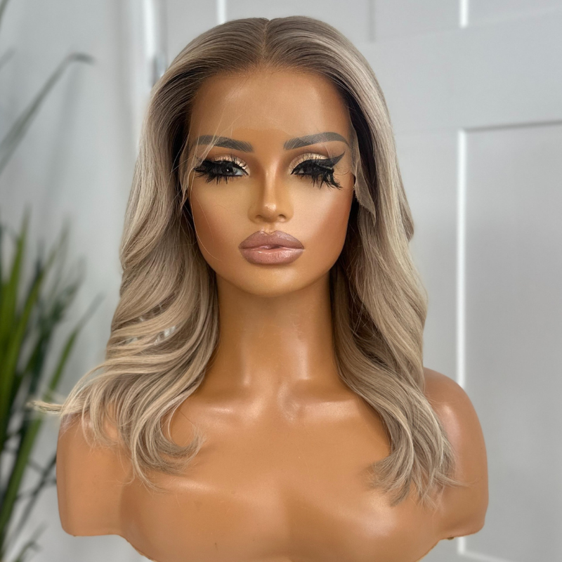 12 Inches Rooted Light Blonde Human Hair Lace Front Wig -LORI - estellewigsandmore.co.uk