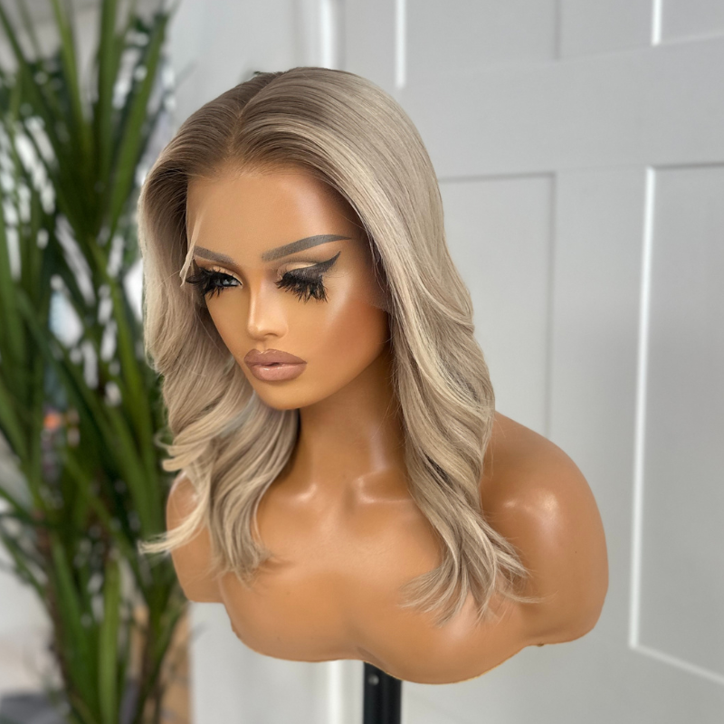 12 Inches Rooted Light Blonde Human Hair Lace Front Wig -LORI - estellewigsandmore.co.uk