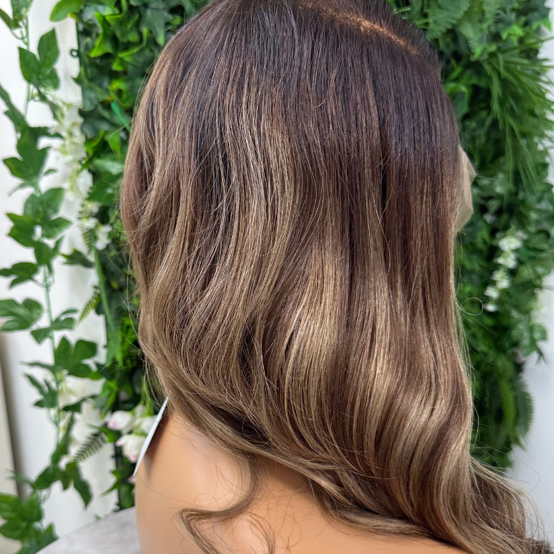 18 inches Rooted Light Brown  Caramel Mix  Human Hair HD Lace Frontal  Wig-ELSIE - estellewigsandmore.co.uk