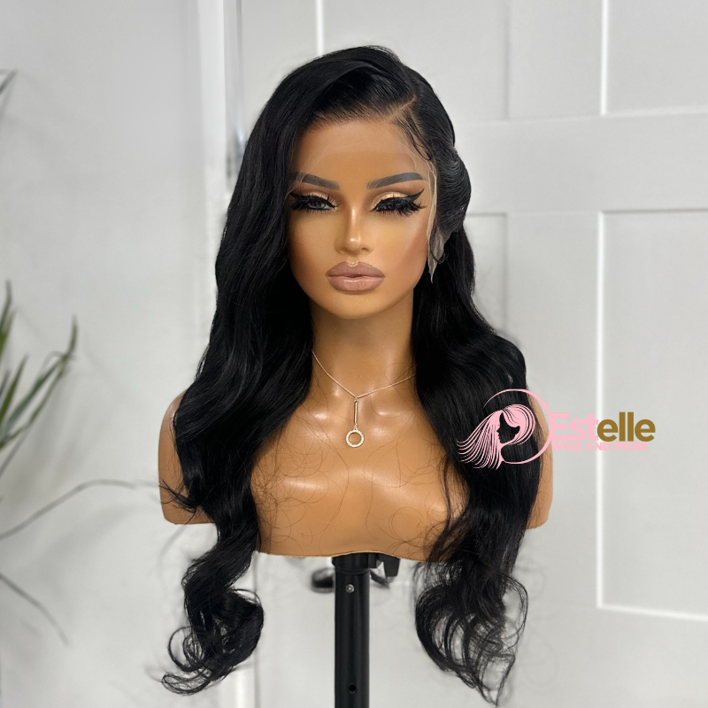 24 inches Natural Black Wavy Pre-Braided  Human Hair Wig -JASMINE/03
