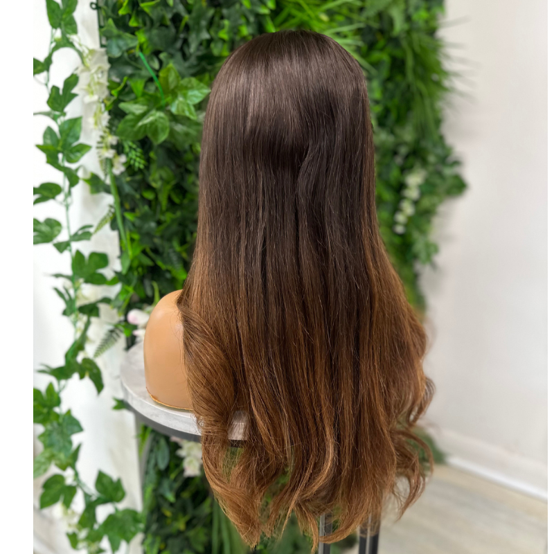 ASHA-18&#39;&#39;Ombre Brunette Human Hair HD Lace Frontal Wig-Medium Cap - estellewigsandmore.co.uk human hair wig