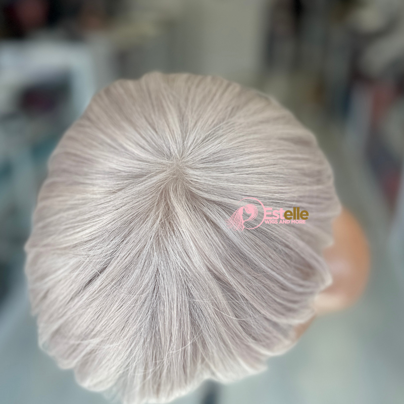 Short Lighest Ash Blonde Lace Human Hair Wig -OLIVIA - estellewigsandmore.co.uk Human Hair Wig