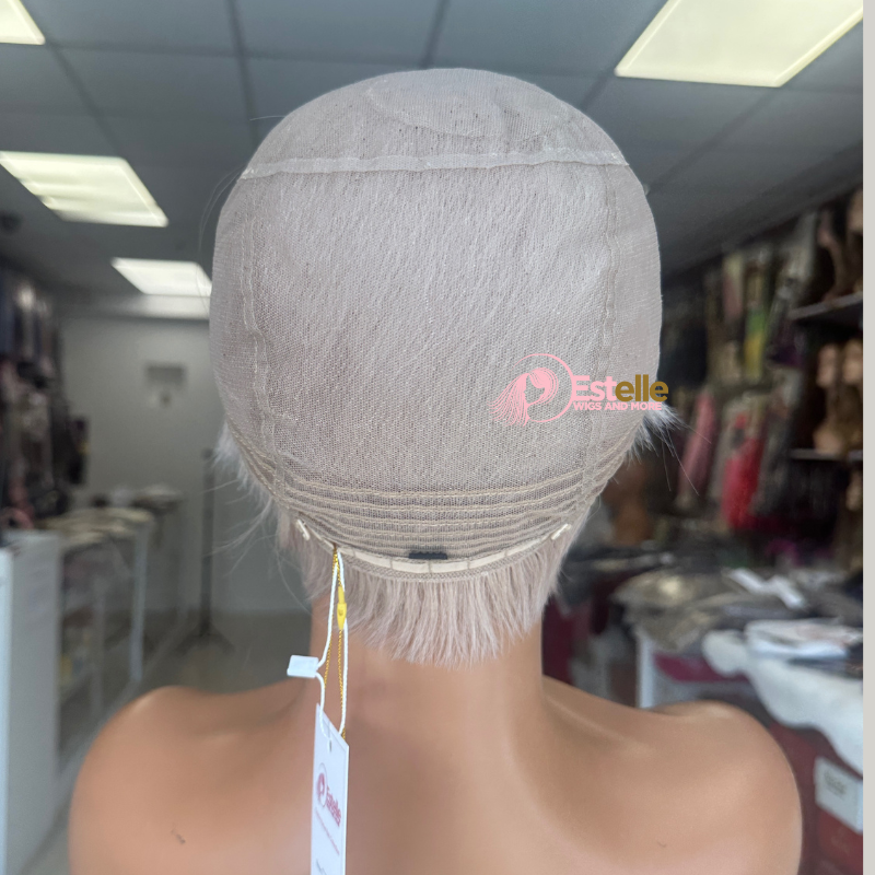 Short Lighest Ash Blonde Lace Human Hair Wig -OLIVIA - estellewigsandmore.co.uk Human Hair Wig