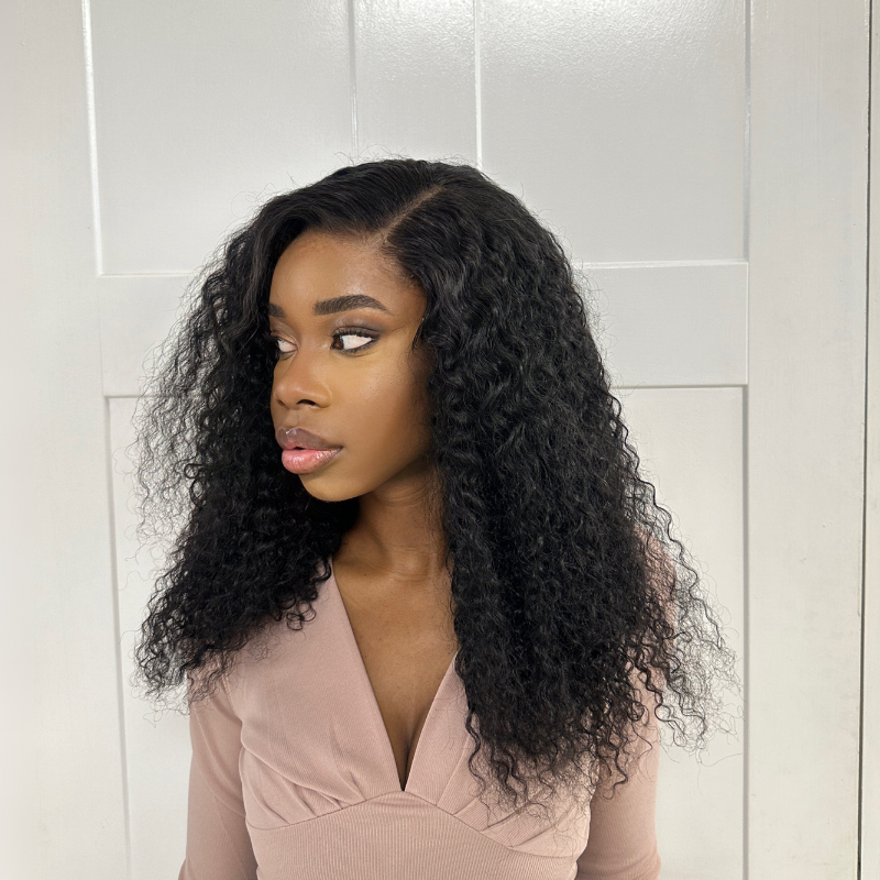 Black Curly 5*5 Lace Closure Human Hair Wig 18 inches -ALMASI - estellewigsandmore.co.uk Human Hair Wig