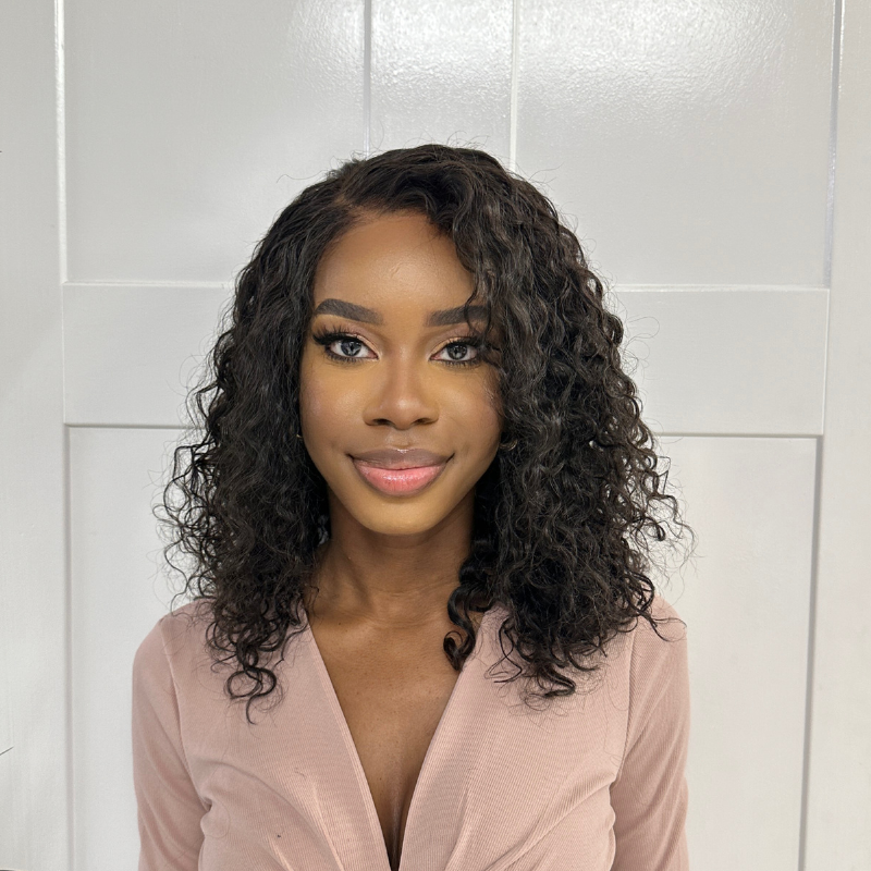 14 inches  Black Curly  HD Lace Closure Human Hair Wig-ALUNA - estellewigsandmore.co.uk