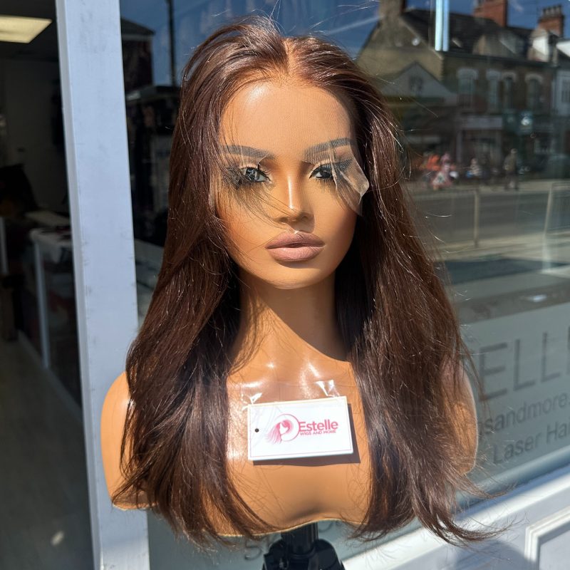 16 inches Chocolate Brown Human Hair HD Lace Frontal Wig-SAM - estellewigsandmore.co.uk human hair wig