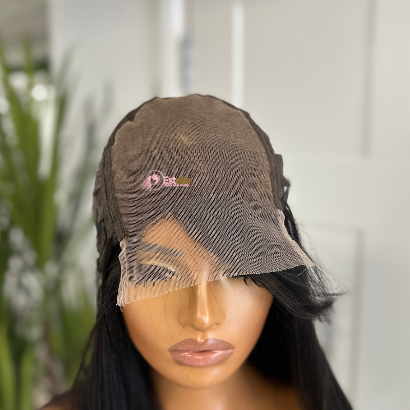 Black long Straight Fringe Human Hair Wig -ROBIN - estellewigsandmore.co.uk Human Hair Wig