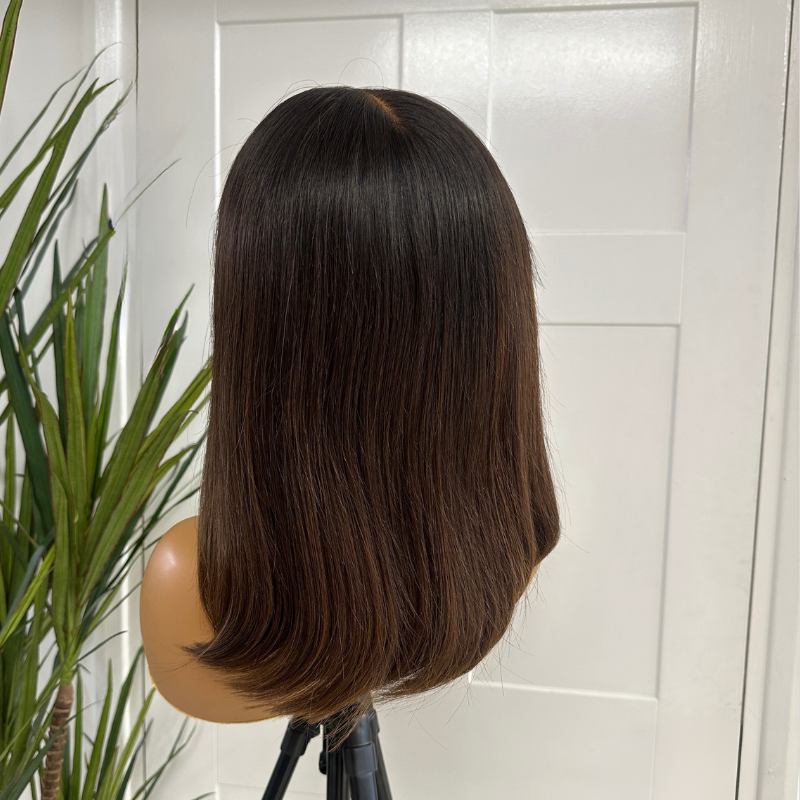 14 inches Bob Natural Black/Brown Human Hair HD Lace Frontal Wig-BROOKLYN - estellewigsandmore.co.uk human hair wig