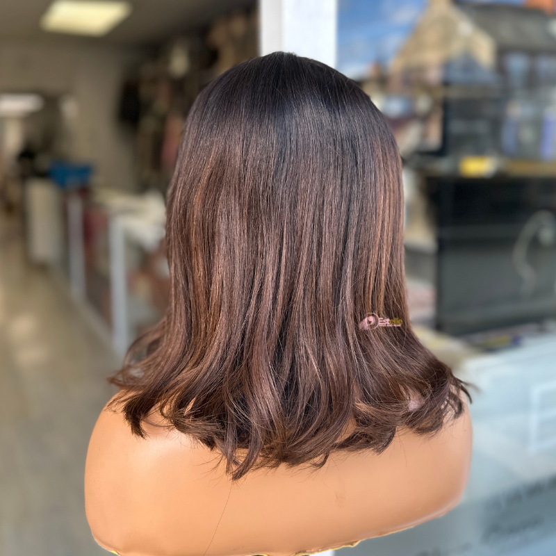 14 inches Bob Natural Black/Brown Human Hair HD Lace Frontal Wig-BROOKLYN - estellewigsandmore.co.uk human hair wig