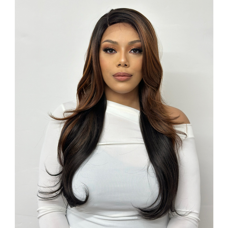 Multitonal Long Straight Layered Synthetic Lace Front Wig-ALICE - estellewigsandmore.co.uk
