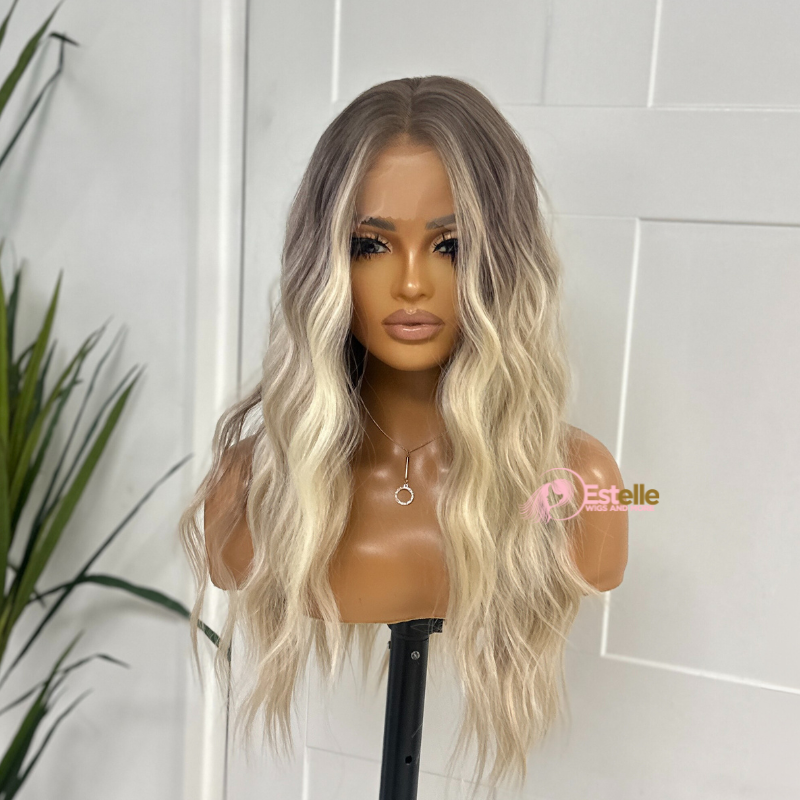 Ash/Light Blonde Ombre Synthetic Lace Front Wig-LUNA - estellewigsandmore.co.uk Synthetic Lace front wig