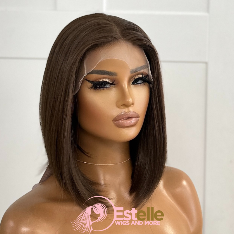 Chocolate Brown Bob Synthetic Lace Front Wig- JADE - estellewigsandmore.co.uk Synthetic Lace front wig