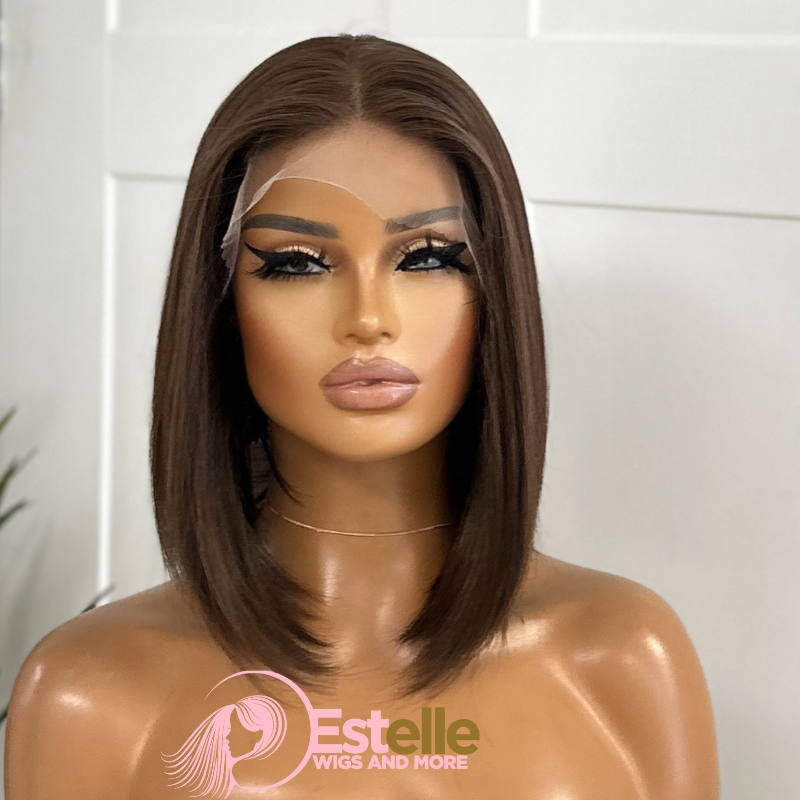 Chocolate Brown Bob Synthetic Lace Front Wig- JADE - estellewigsandmore.co.uk Synthetic Lace front wig