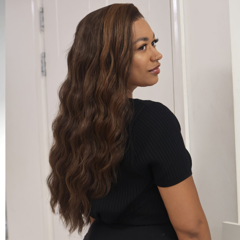 FLORIA -Long Wavy Brown Copper Mix Synthetic Lace Front Wig - estellewigsandmore.co.uk Synthetic Lace front wig