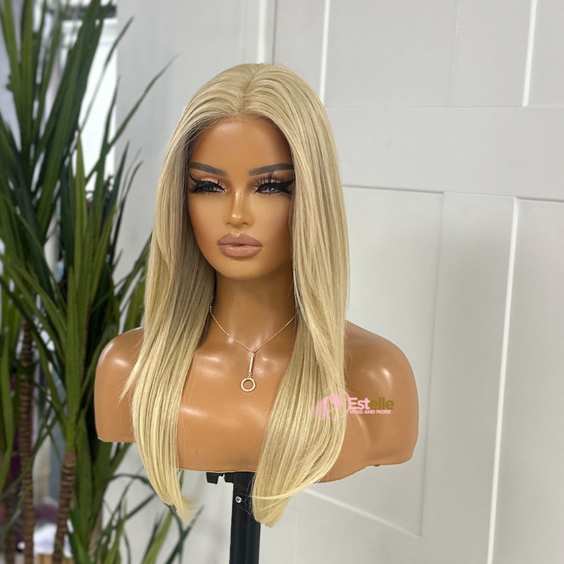 Layered Beige Blonde Monofilament Synthetic  Lace Front Wig-EVIE