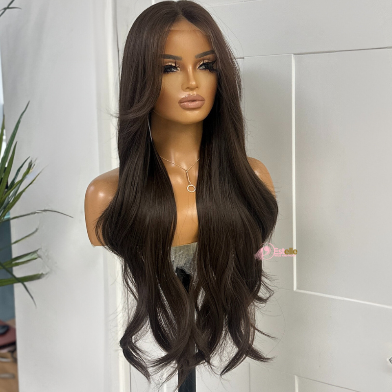 Long Layered  Chocolate Brown Synthetic  Lace Front Wig-SORRIE/404 - estellewigsandmore.co.uk