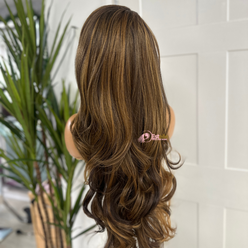 Long Mixed Brown/Blonde Synthetic Lace Front Wig-TILDA - estellewigsandmore.co.uk Synthetic Lace front wig