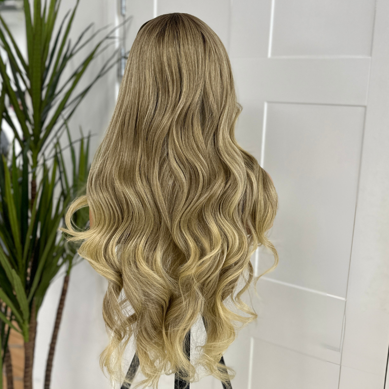 Long Rooted Dark Blonde Mix  Lace Frontal Synthetic Wig-JEAN - estellewigsandmore.co.uk