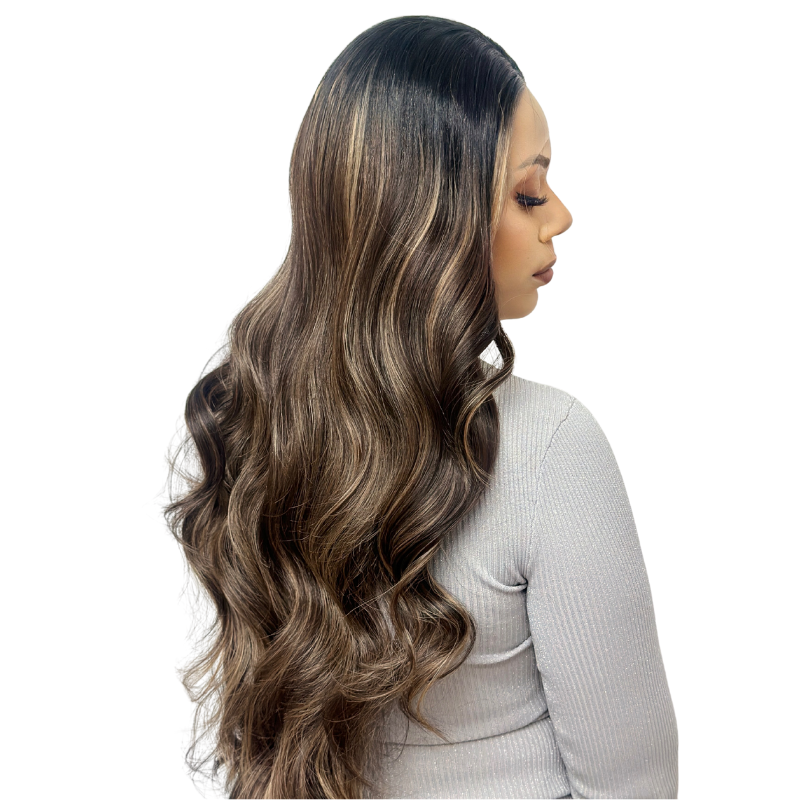 Long Rooted Rich Brown Mix Lace Frontal Synthetic Wig- JEAN/18 - estellewigsandmore.co.uk Synthetic Lace front wig
