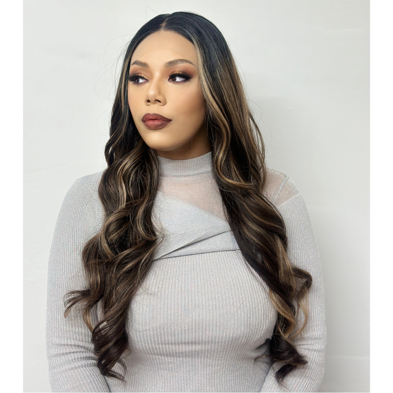 Long Rooted Rich Brown Mix Lace Frontal Synthetic Wig- JEAN/18 - estellewigsandmore.co.uk Synthetic Lace front wig