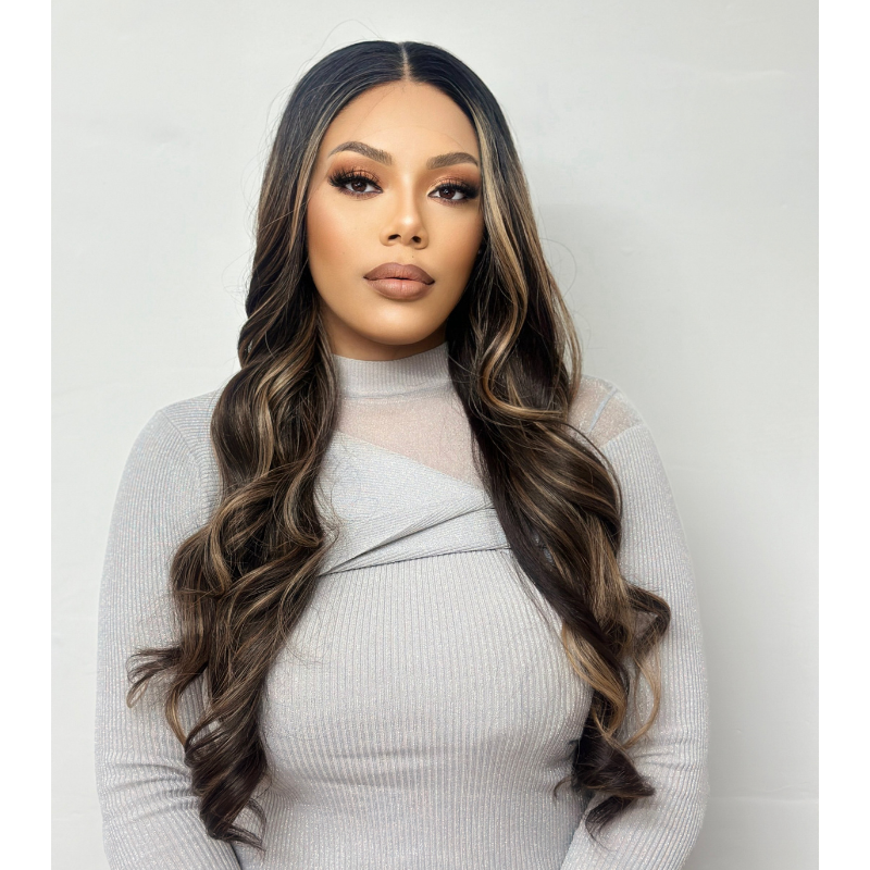 Long Rooted Rich Brown Mix Lace Frontal Synthetic Wig- JEAN/18 - estellewigsandmore.co.uk Synthetic Lace front wig