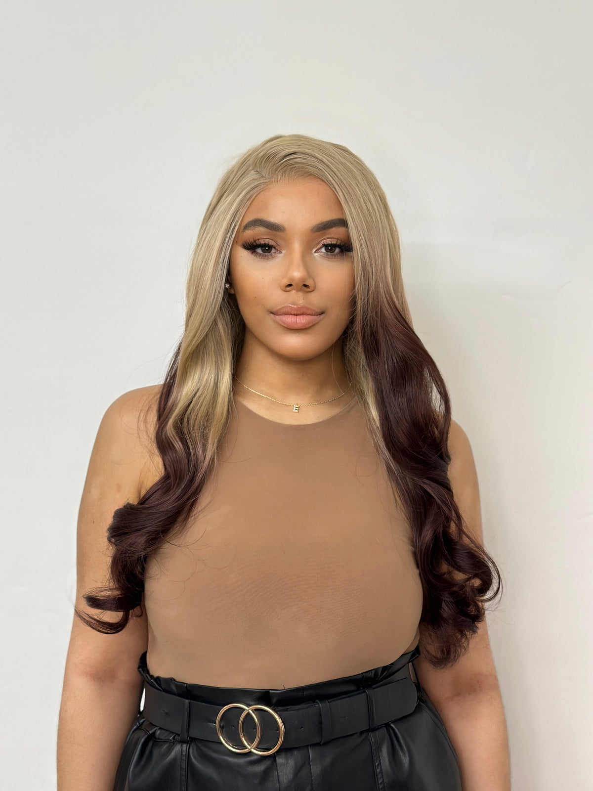 Long Wavy Blonde/ Auburn Ombré Synthetic Lace Front Wig-ALEXIS - estellewigsandmore.co.uk Synthetic Lace front wig