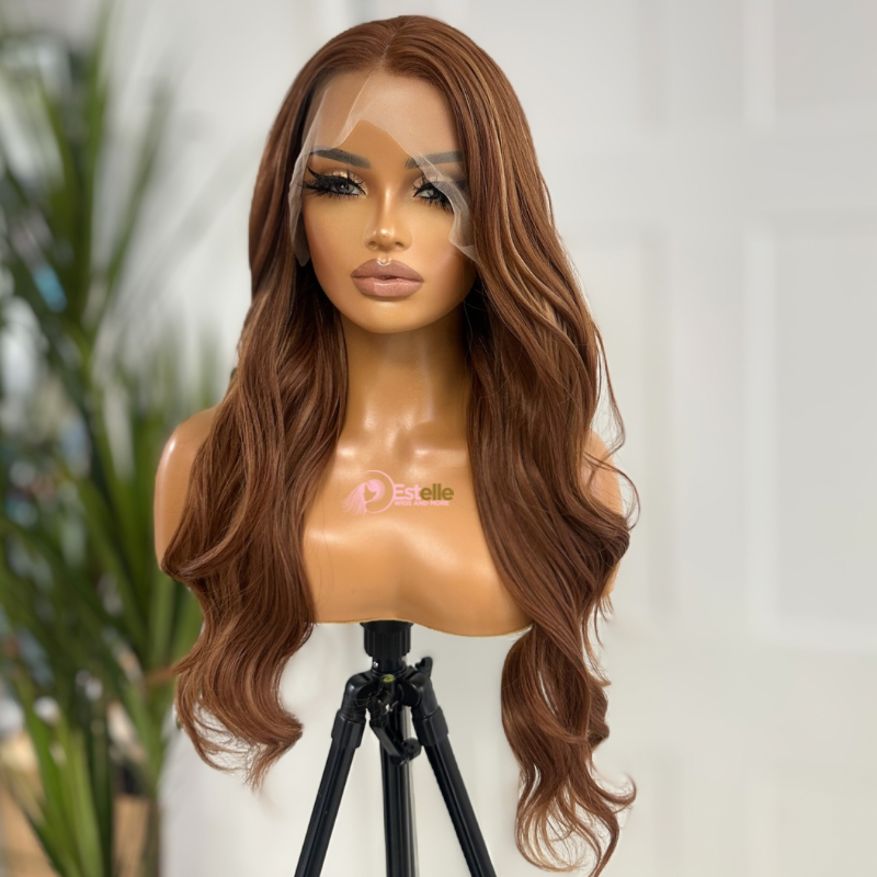 Long Wavy Mixed Auburn  Synthetic Lace Front Wig-DI 01 - estellewigsandmore.co.uk