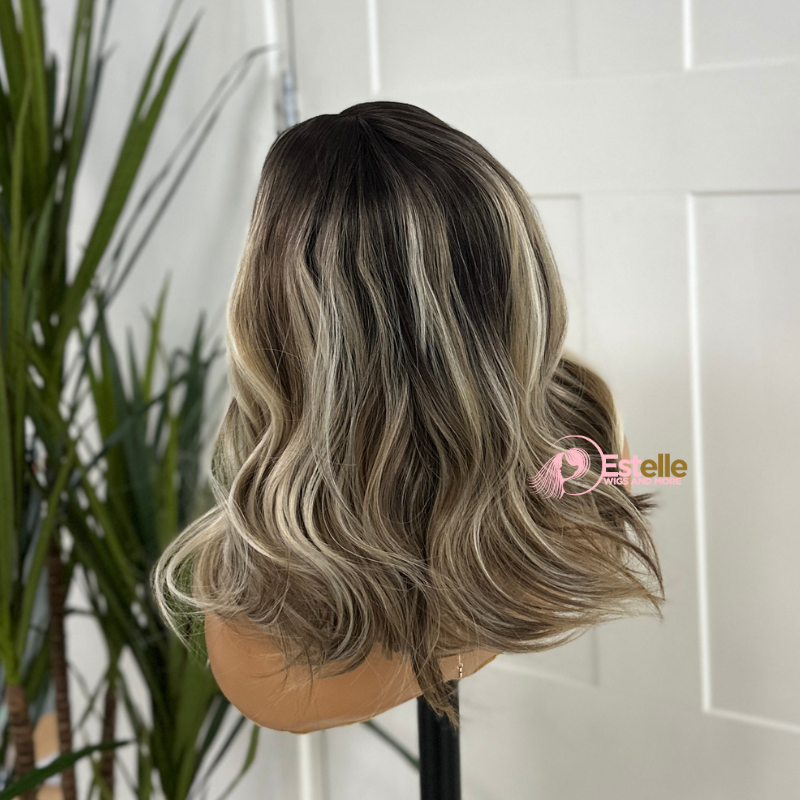 Rooted Ash Brown/Blonde Balayage Synthetic Lace Front Wig- Zoe - estellewigsandmore.co.uk Synthetic Lace front wig