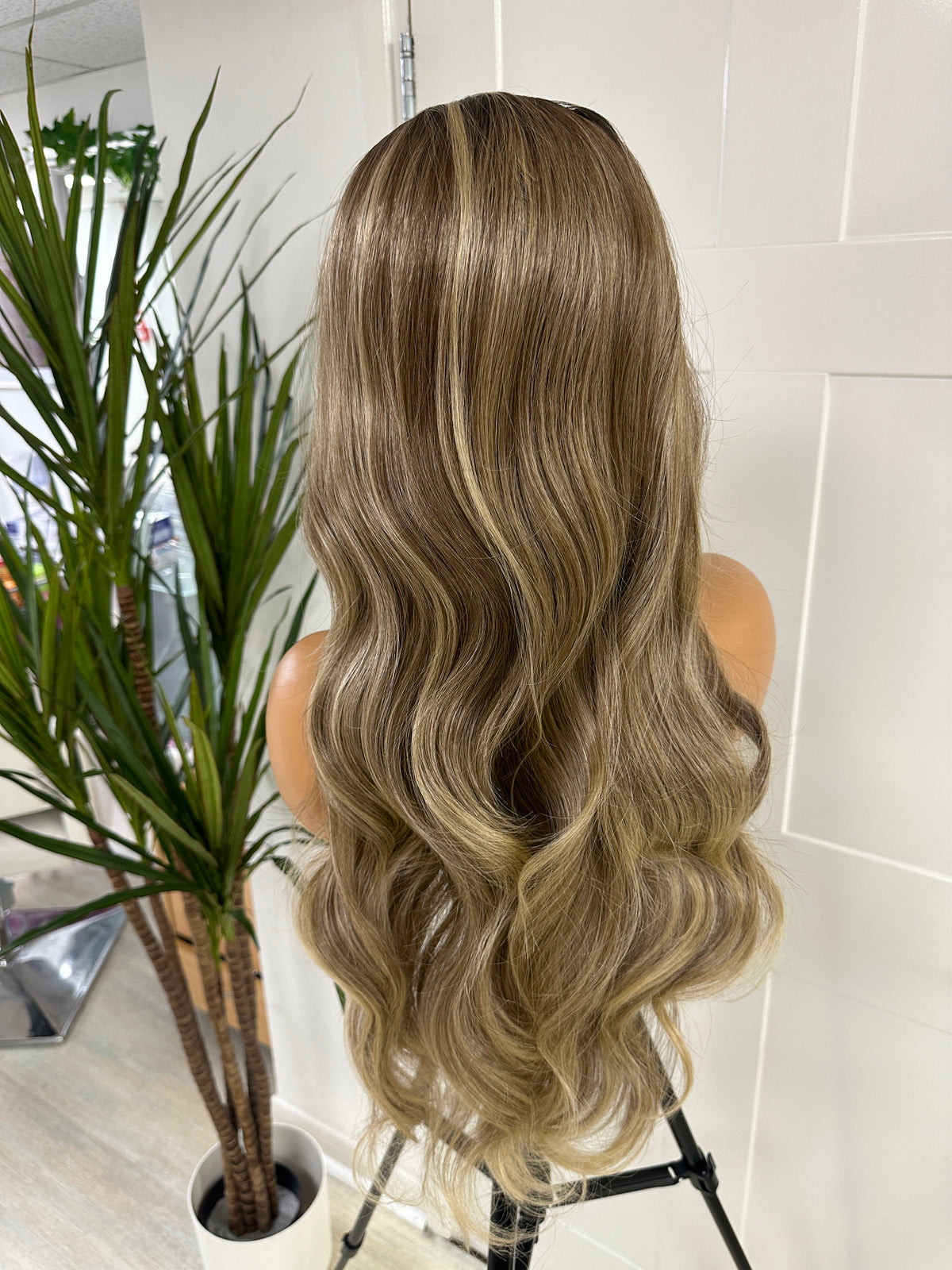 Rooted Brown Blonde Mix Long Synthetic Lace Front Wig-DULCE - estellewigsandmore.co.uk