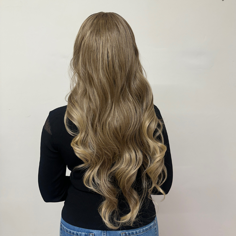Rooted Brown Blonde Mix Long Synthetic Lace Front Wig-DULCE - estellewigsandmore.co.uk