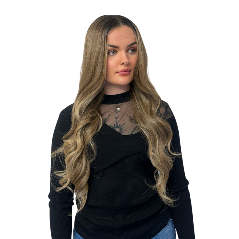 Rooted Brown Blonde Mix Long Synthetic Lace Front Wig-DULCE - estellewigsandmore.co.uk