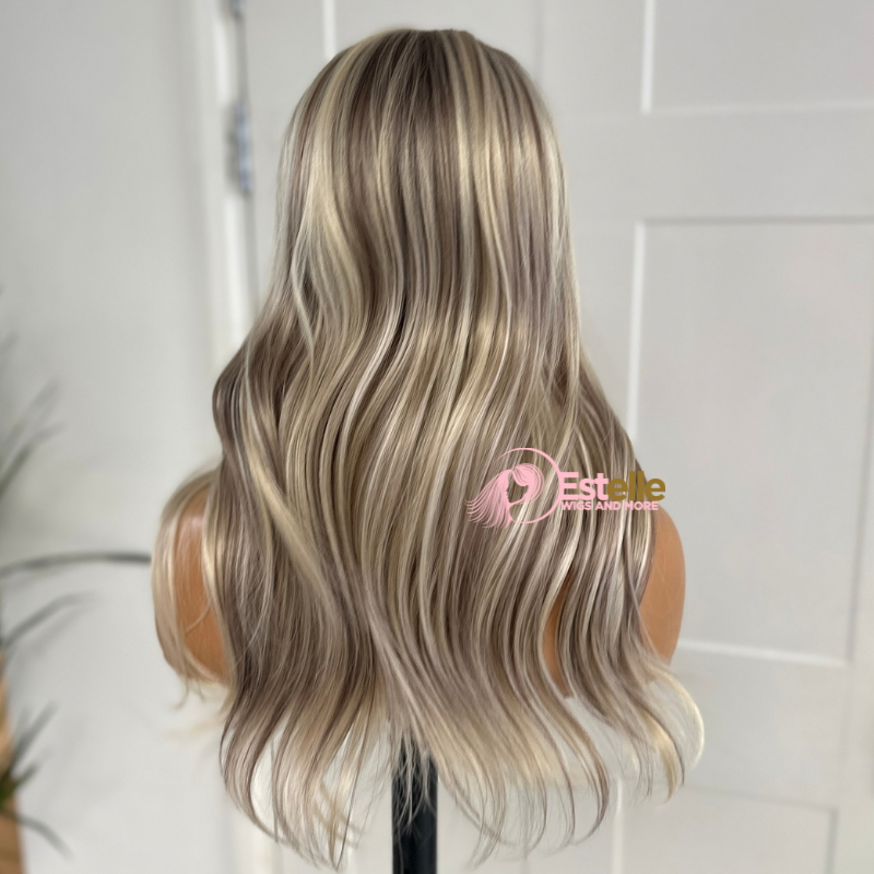 Rooted Light Ash Blonde Mix Synthetic Lace Front Wig-DI/08 - estellewigsandmore.co.uk Synthetic Lace front wig