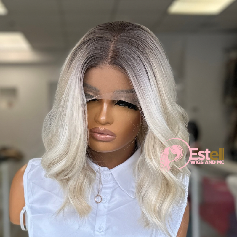 Rooted Light Blonde Balayage 13 by 6 Synthetic Lace Front Wig- Zoe/06 - estellewigsandmore.co.uk