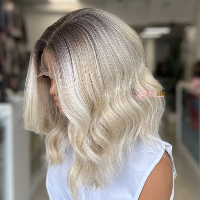 Rooted Light Blonde Balayage 13 by 6 Synthetic Lace Front Wig- Zoe/06 - estellewigsandmore.co.uk