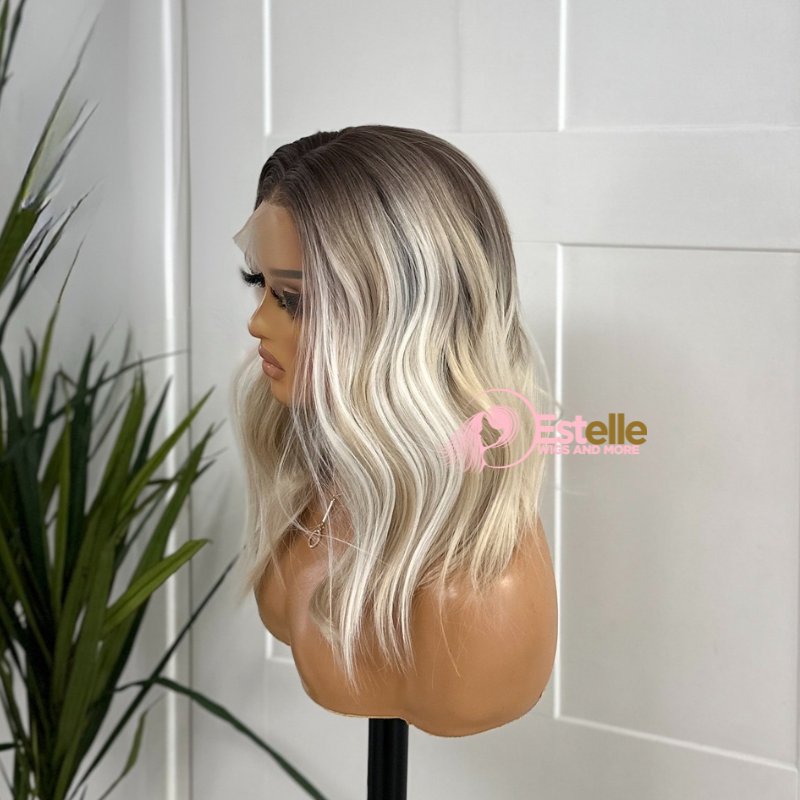 Rooted Light Blonde Balayage Synthetic Lace Front Wig- Zoe - estellewigsandmore.co.uk Synthetic Lace front wig