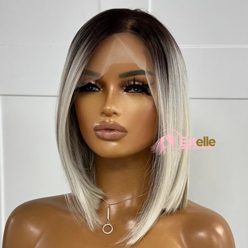 Rooted Light Blonde Bob Synthetic Lace Front Wig- JADE - estellewigsandmore.co.uk Synthetic Lace front wig