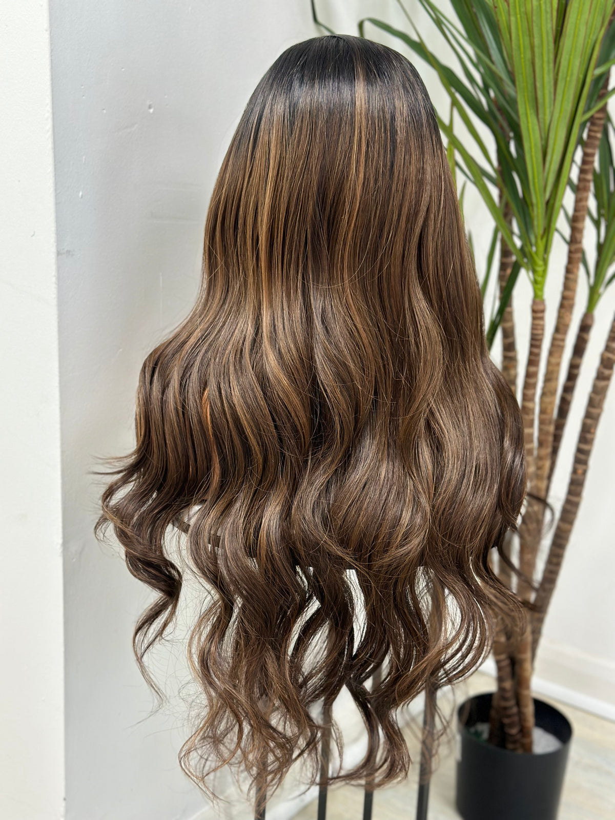 Rooted Mixed Rich Brown Long Synthetic Lace Front Wig -DULCE - estellewigsandmore.co.uk Synthetic Lace front wig