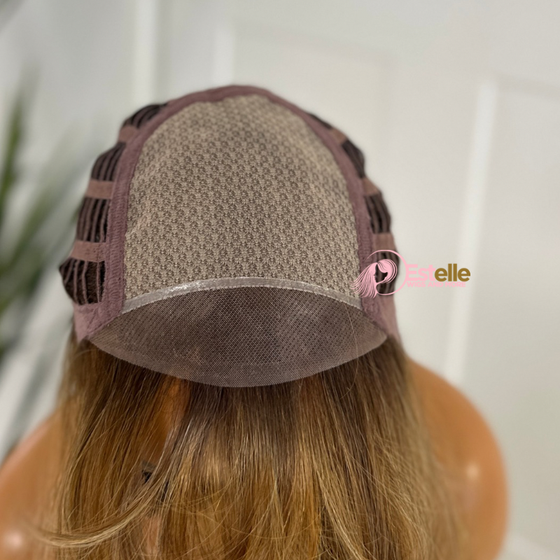 Short Golden Brown / Blonde Mix Monofilament Synthetic Lace Front Wig-LUCA 101 - estellewigsandmore.co.uk Synthetic Lace front wig