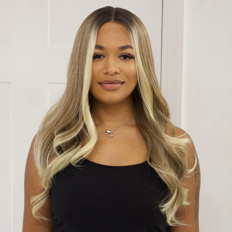 VERA-Rooted Mixed Dark Blonde  Wavy Synthetic Lace Front Wig - estellewigsandmore.co.uk