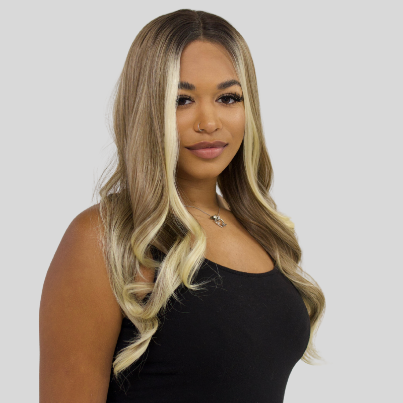 VERA-Rooted Mixed Dark Blonde  Wavy Synthetic Lace Front Wig - estellewigsandmore.co.uk