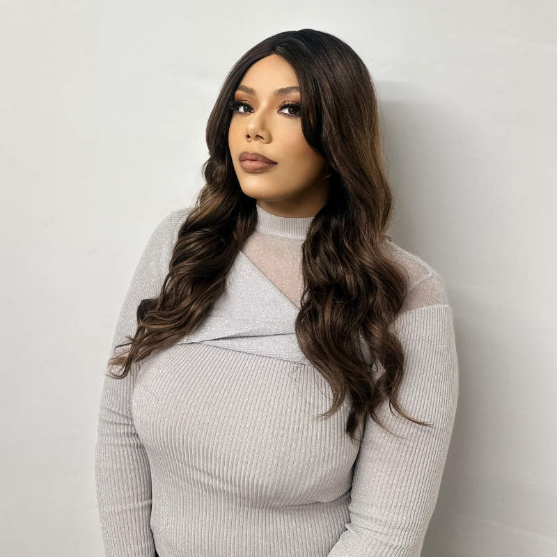 WELMA-18 ‘’ Wavy Curtain Bangs Lace Part Synthetic Wig - estellewigsandmore.co.uk