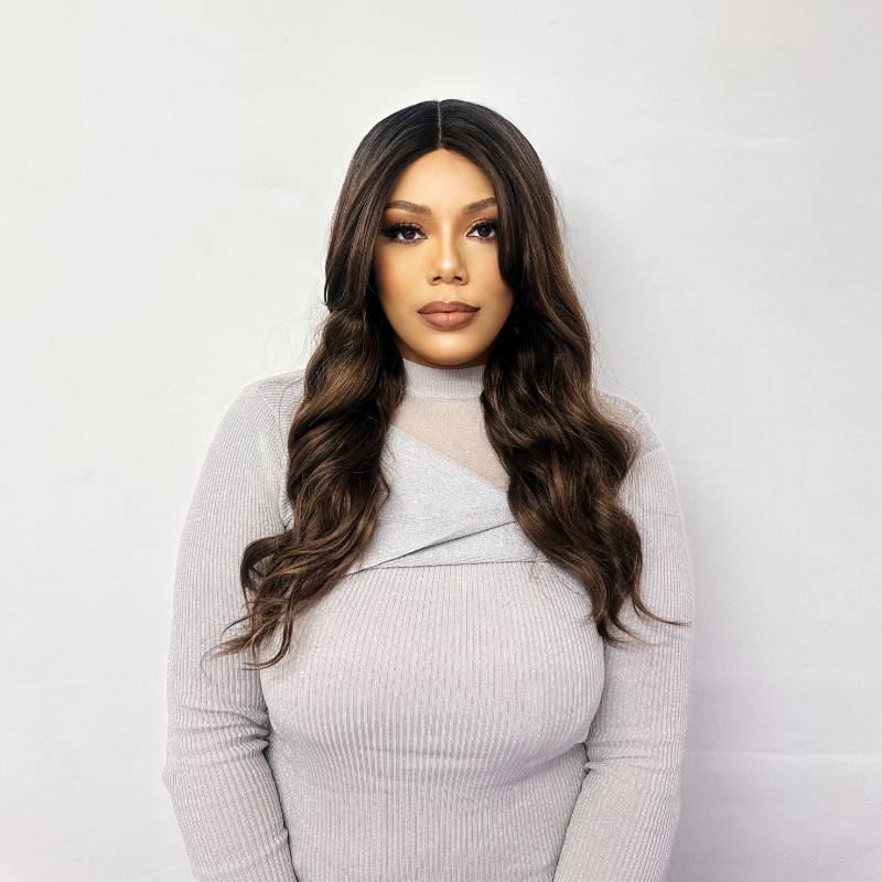 WELMA-18 ‘’ Wavy Curtain Bangs Lace Part Synthetic Wig - estellewigsandmore.co.uk